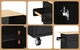 image 7 of VILUXE Mobile Kitchen Island with Foldable Worktop, Drawer, Adjustable Cabinets, 3 Door Spice Racks, Towel Rail and 5 Wheels, Black and Natural Wood