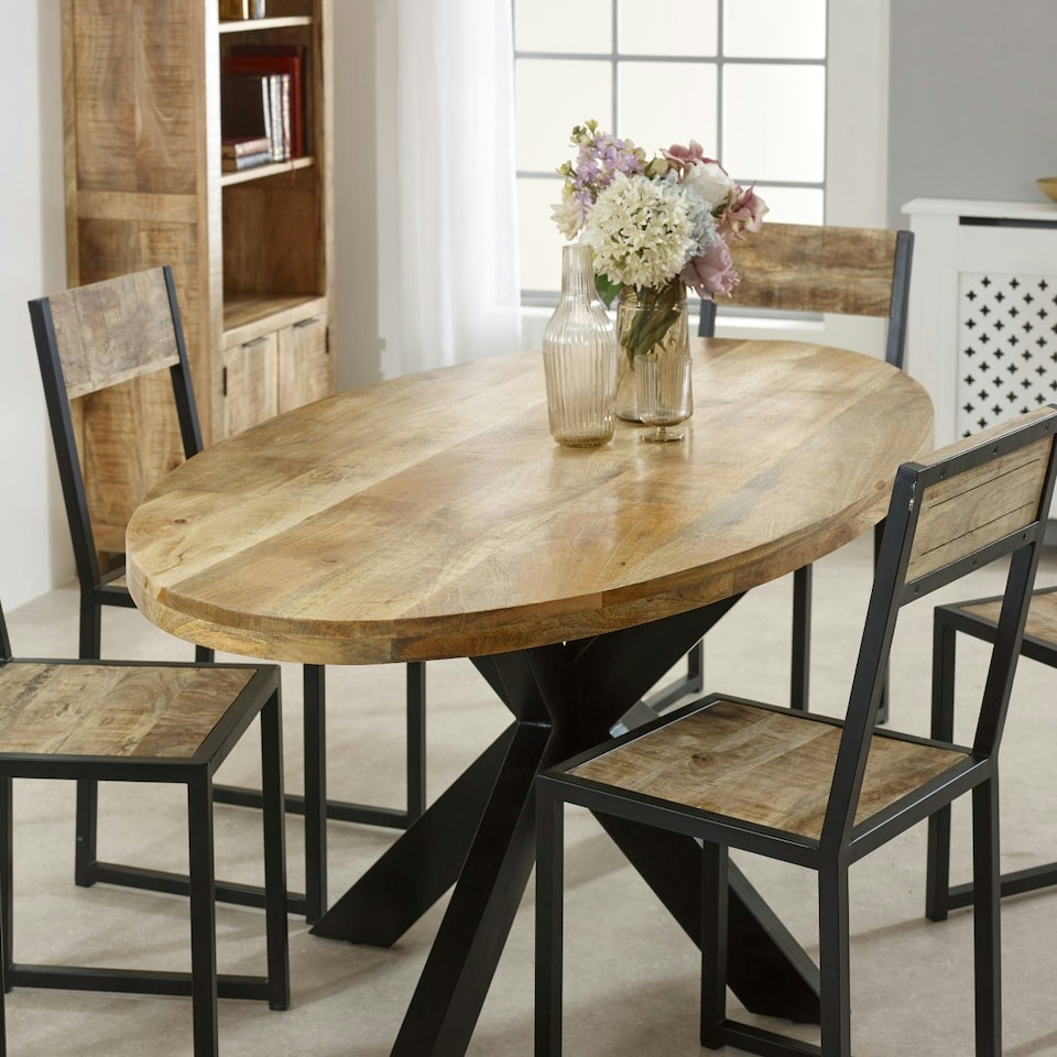 image 1 of Valor Mango Wooden 6-8 Seater Oval Dining Table Brown