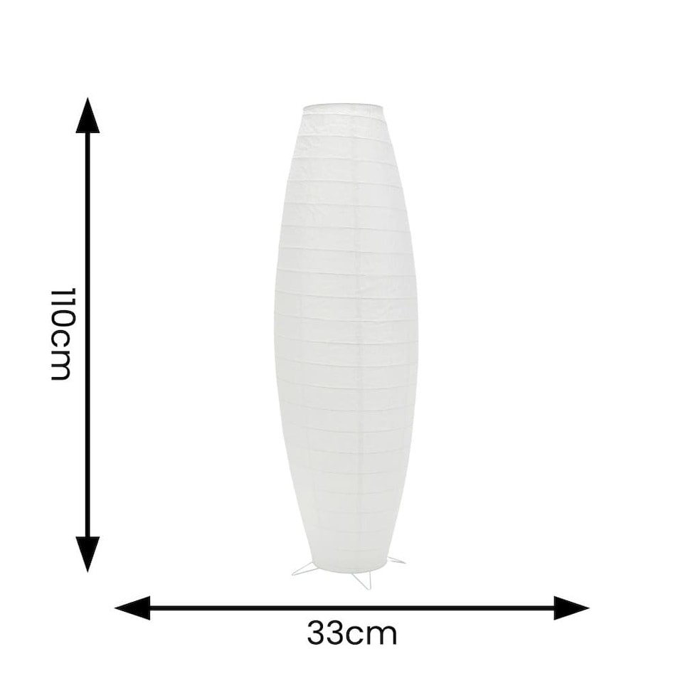 image 1 of ValueLights Isla White Paper Column Metal Base Floor Lamp | White