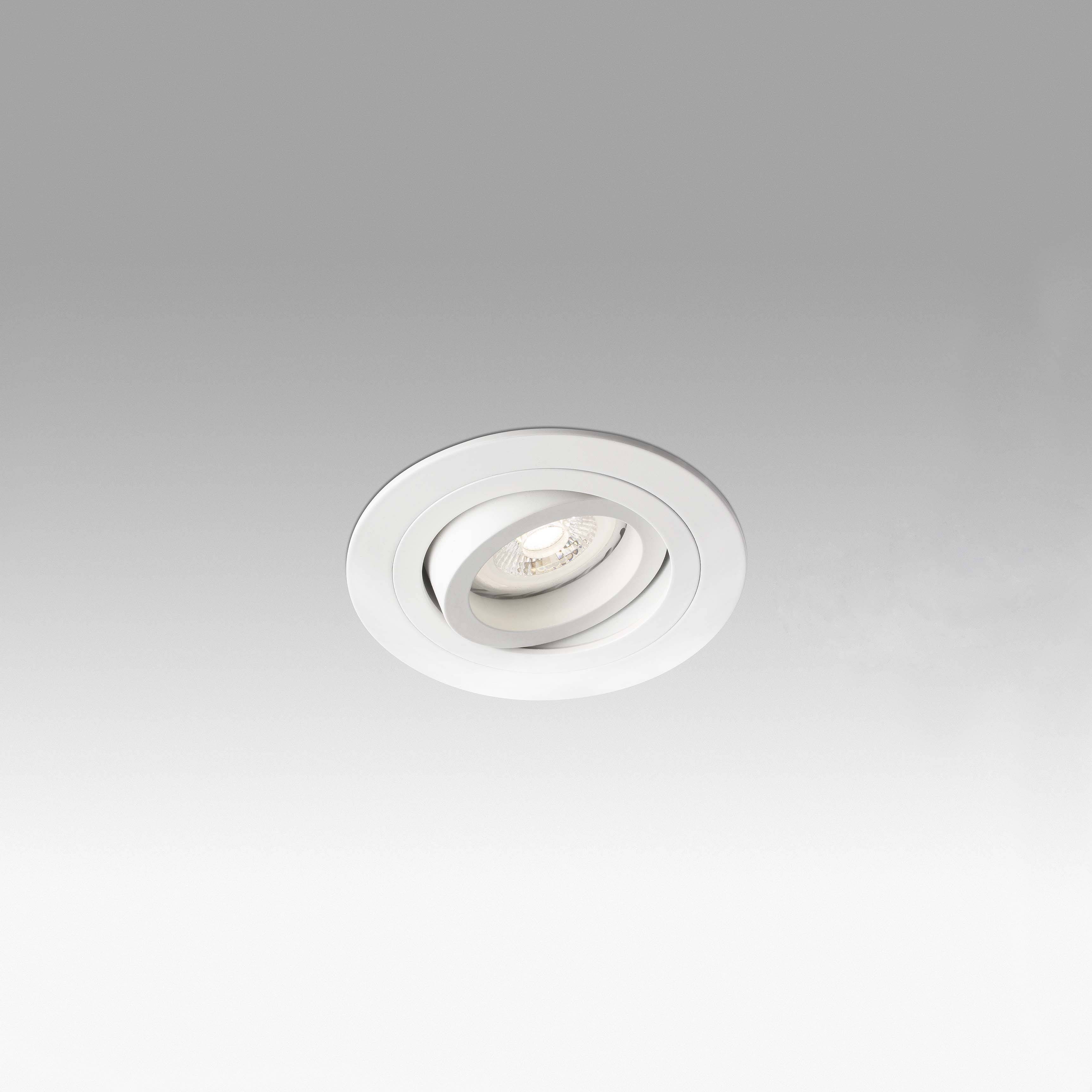 Netlighting Rad 1 Light Round Tiltable Recessed Spotlight White GU10