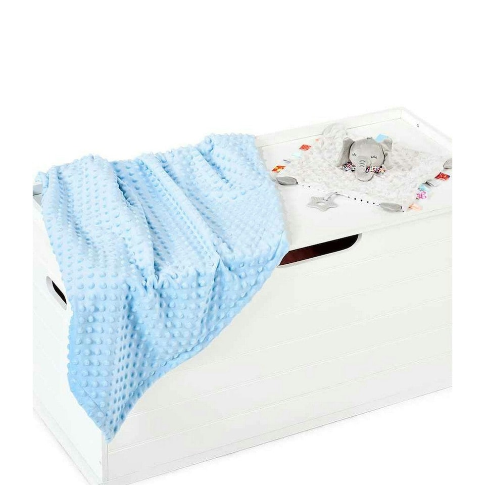 image 1 of Brand Lab Minky Embossed Blanket - Light Blue - One Size