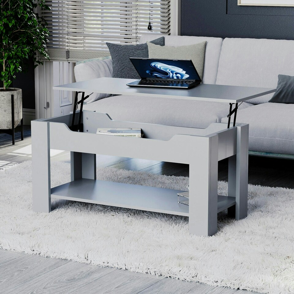 image 1 of Vida Designs Lift Up Coffee Table With Storage Compartment & Shelf, Grey