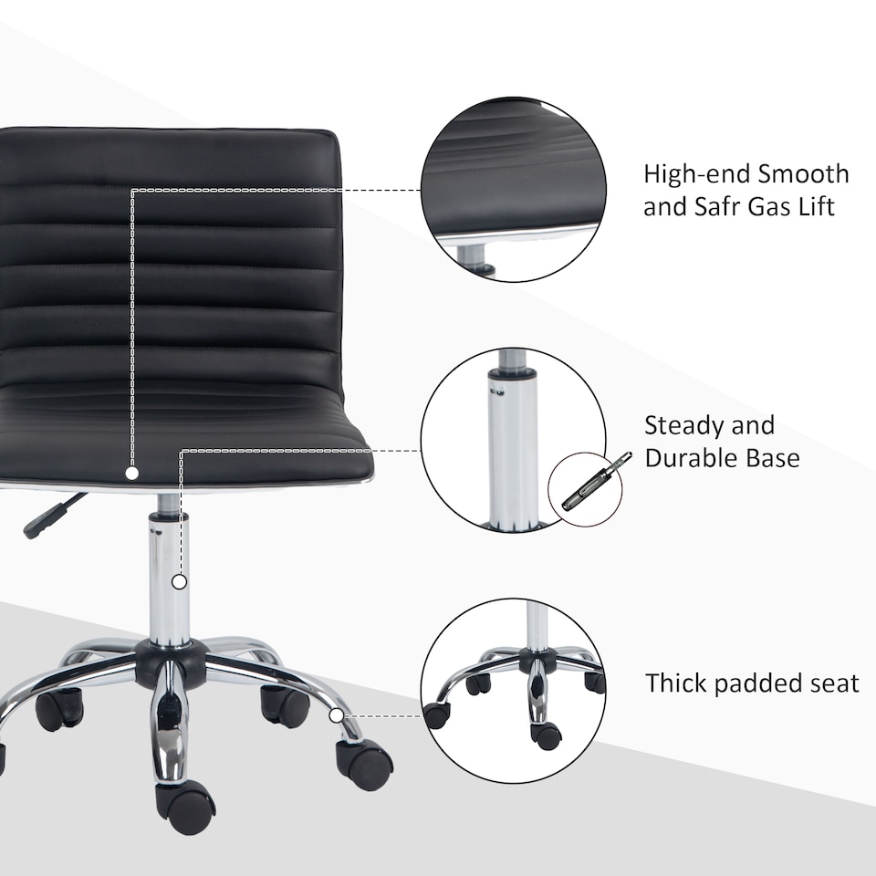 image 1 of HOMCOM Armless Mid-Back Adjustable Office Chair with 360 Swivel Black