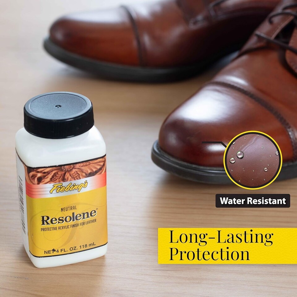 image 1 of Fiebing's Resolene Finisher - Acrylic Top Coat to Seal and Protect Leather 4oz | Black | Black