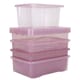 image 6 of Wham Crystal 5 x Multisize Stackable Plastic Storage Boxes with Lids Tint Dusky Orchid Pink