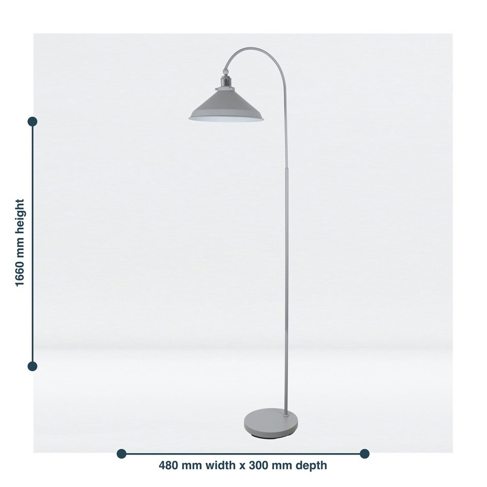 image 1 of First Choice Lighting Maxwell Flint Grey Chrome Floor Reading Lamp Grey | Chrome