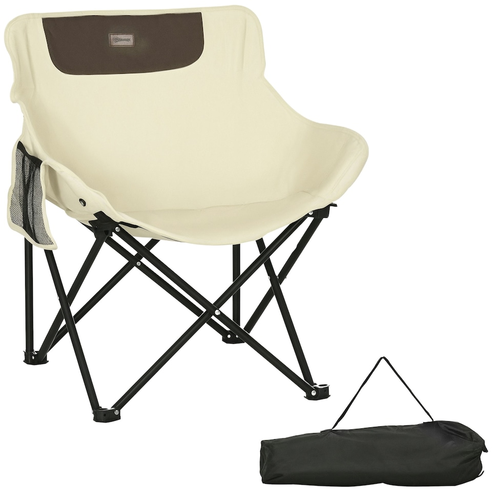 image 1 of Outsunny Folding Camping Chair with Carrying Bag and Storage Pocket, Black
