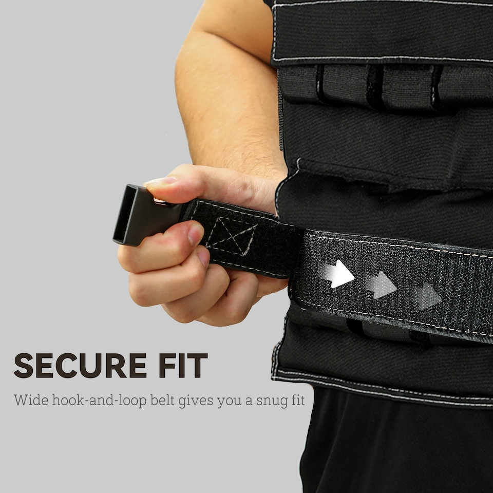 image 1 of 20KG Adjustable Weighted Vest with 20 Metal Weights, Running Weight Vest Black | 50L x 40Wcm