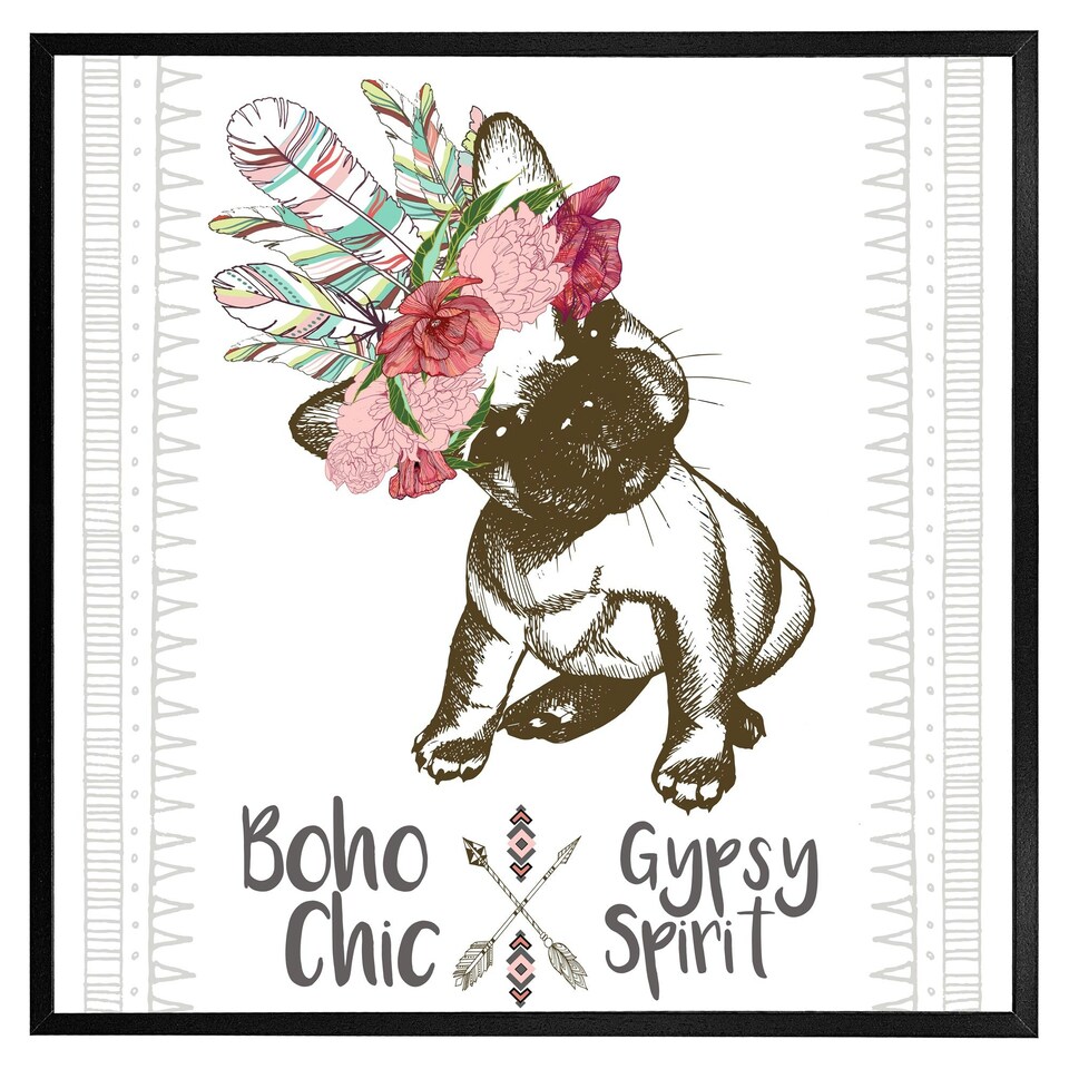 image 1 of Portrait of french bulldog puppy (Picture Frame) Brown | XS
