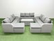 image 1 of Fimous Outdoor Garden Furniture Set PE Rattan 3 Seater Sofa Set with Oblong Coffee Table 4 Footstools 2 Side Tables Light Grey