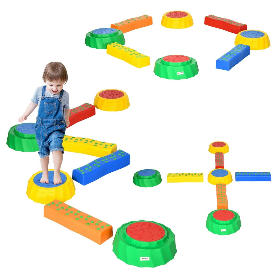 image 1 of Outsunny Eight-Piece Kids Stepping Stones w/ Non-Slip Surface & Bottom, for Kids