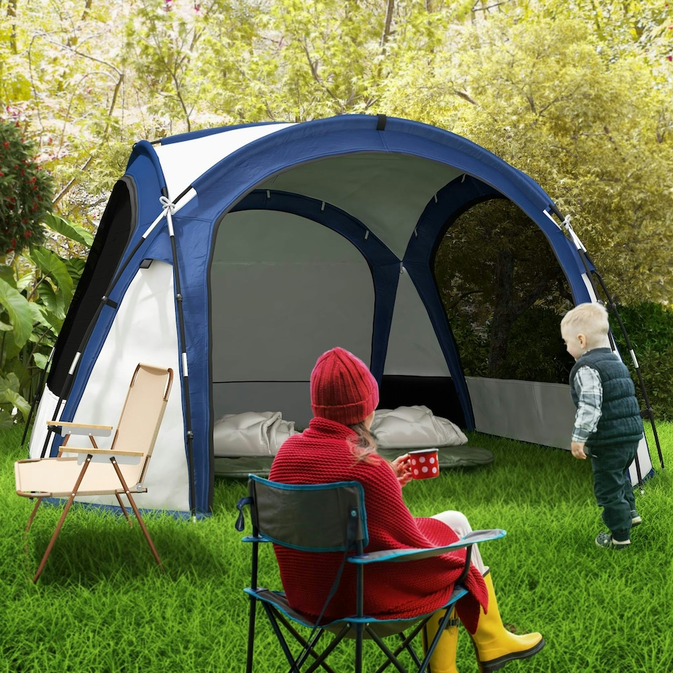 image 1 of Outsunny Dome Tent for 6-8 Person Camping Tent w/ Zipped Mesh Doors Lamp Hook