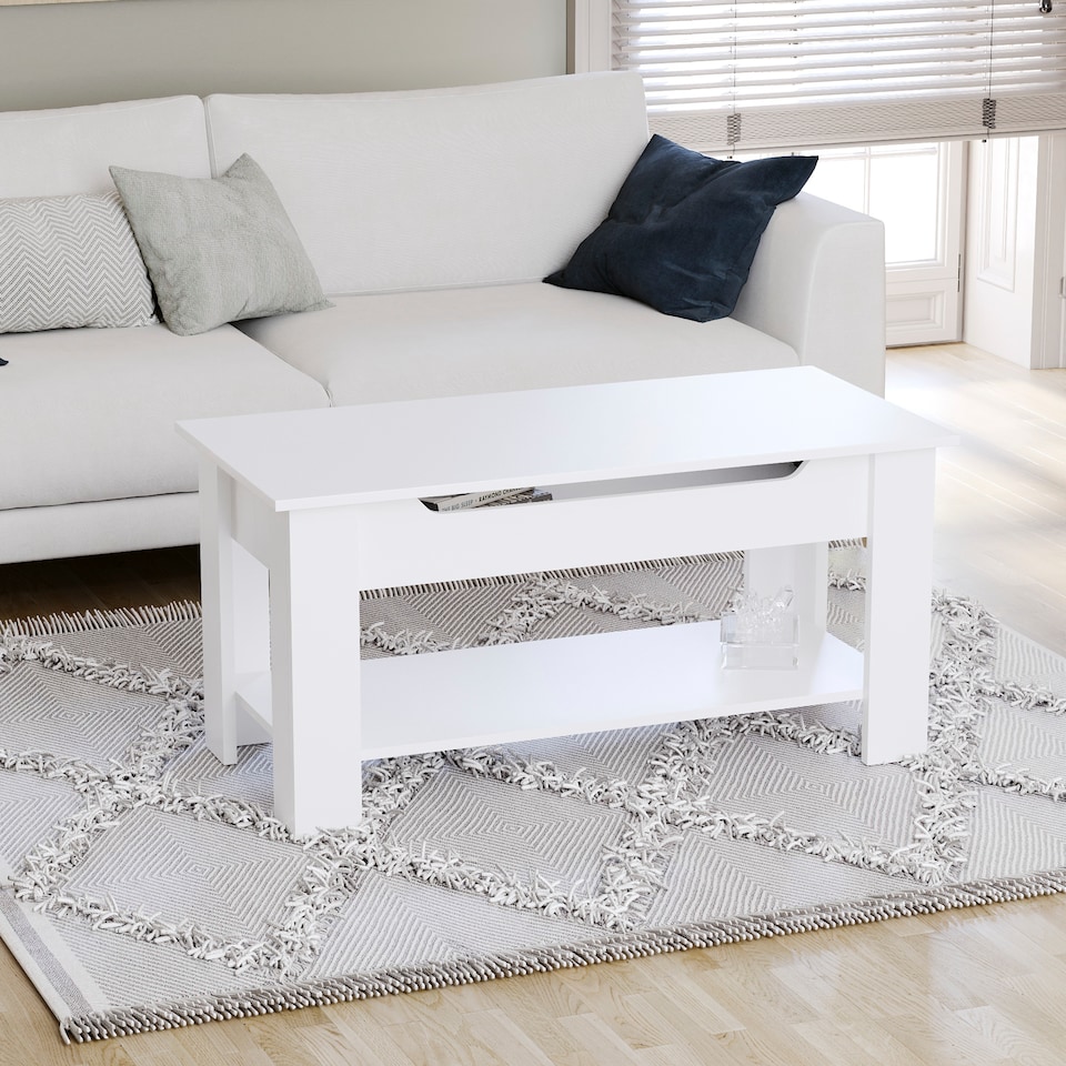 image 1 of Vida Designs Lift Up Coffee Table With Storage Compartment & Shelf, White