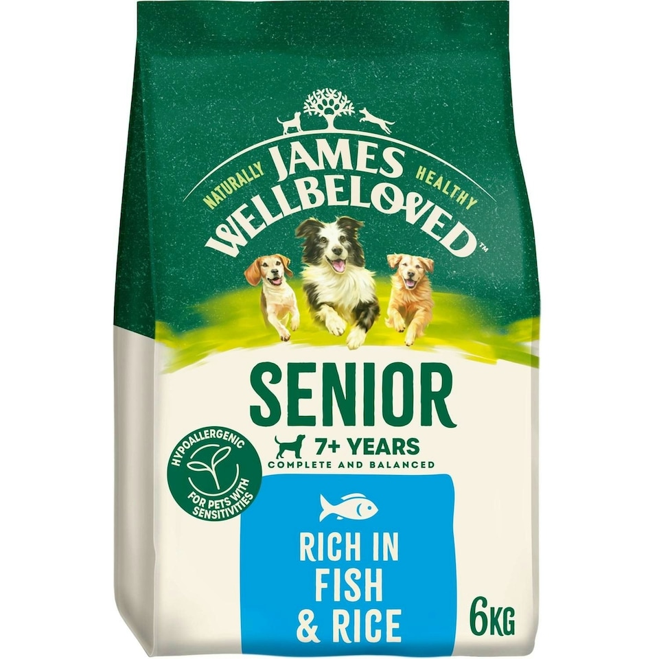image 1 of James Wellbeloved Natural Senior Complete Dry Dog Food Fish & Rice 6kg