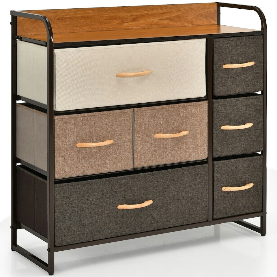 image 1 of COSTWYA 7-Drawer Dresser 3-Tier Chest of Drawers Wooden Top Multi
