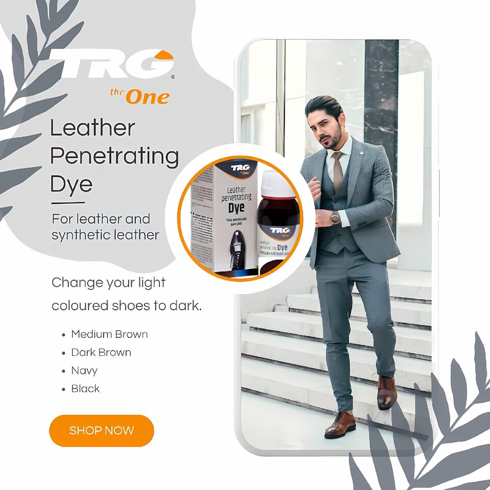image 1 of TRG Leather Shoe Dye - Permanent Colour Restoration for Shoes and Boots 50ml | Brown | Dark Brown