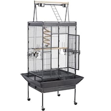 Yaheetech 174 cm Tall Play Top Parrot Cage Metal Rolling Bird Cage Black