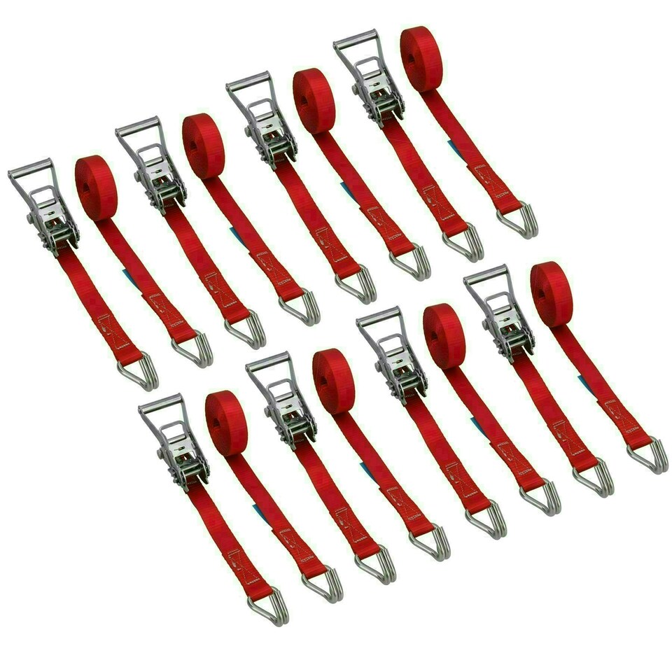 image 1 of 8pk Ratchet Strap Stainless Steel Boat Trailer 3.7m 25mm Marine Grade Claw Hook