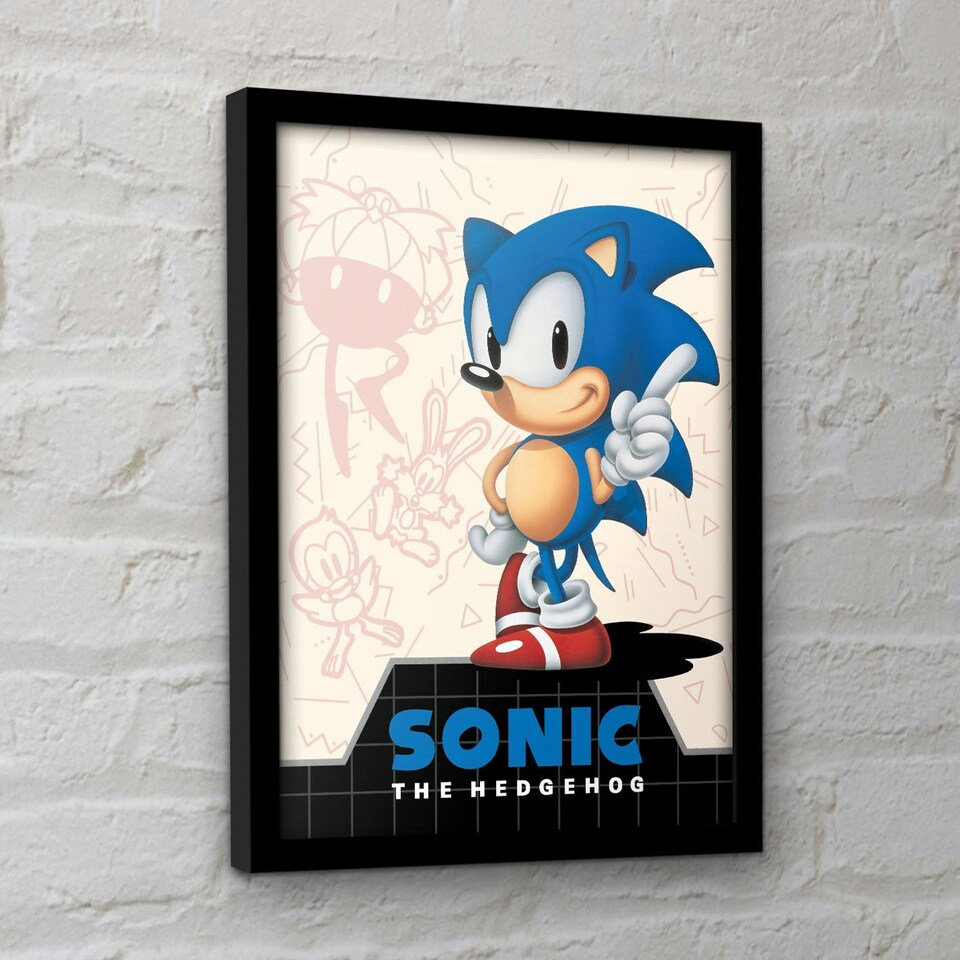 image 1 of Sonic The Hedgehog (Megadrive Cover) Framed 30x40cm Print
