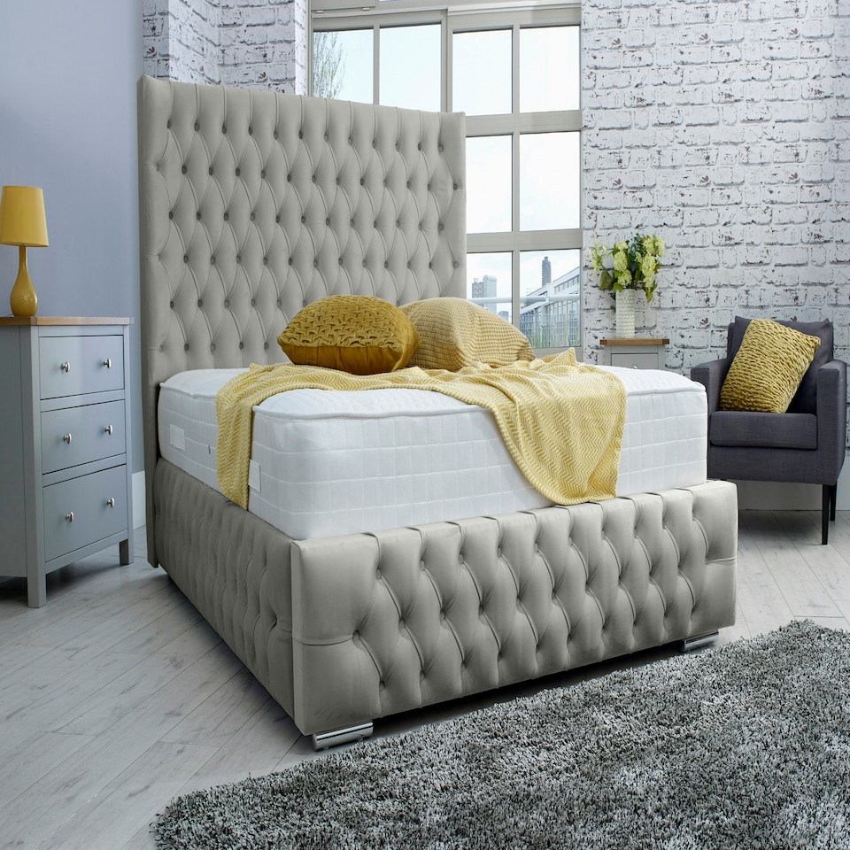 Dino Plush Superking Bed Frame - Silver