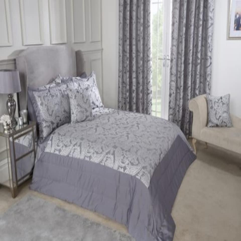 image 1 of Cavendish Bedspread Silver Grey | Grey