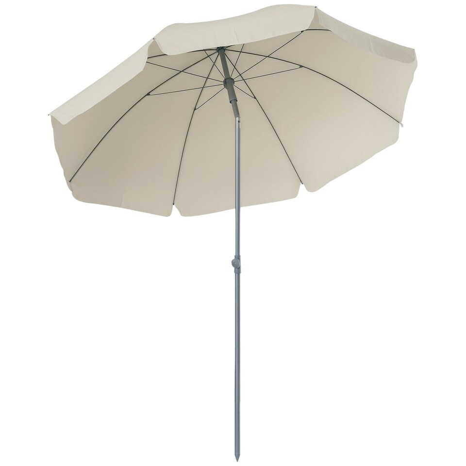 image 1 of Outsunny 2.2m Tilt Garden Parasol Beach Umbrella Patio Sun Shade Cream White
