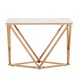 image 1 of Champagne Finish End Table With Rose Gold Legs,White Marble Top Side Table,Modern Prismatic Bedside Table