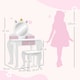 image 7 of ZONEKIZ Kids Dressing Table with Mirror and Stool, Drawer, Storage Boxes - White White | Pink