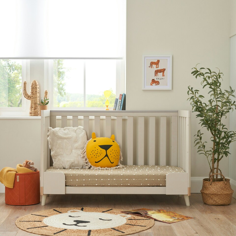 image 1 of Tutti Bambini Hygge Mini Cot Bed - Light Oak/White Sand
