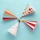 image 4 of Circus Scalloped Paper Party Hats with Pom Poms - Pack of 8