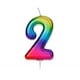 image 1 of Anniversary House Age 2 Metallic Numeral Moulded Pick Candle Rainbow