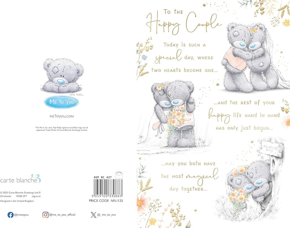image 1 of Bears Storyboard Design Happy Couple Wedding Day Card