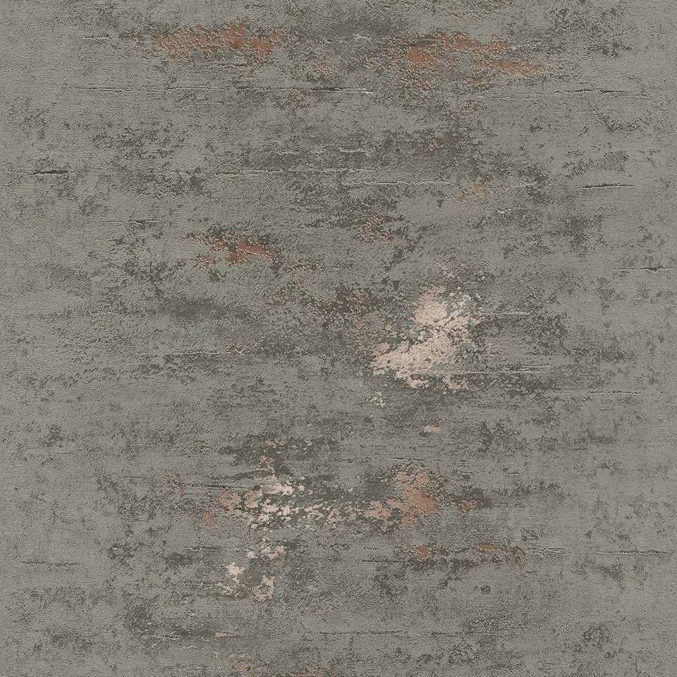 Sample of Venice Industrial Metallic Wallpaper in Charcoal and Copper Multi