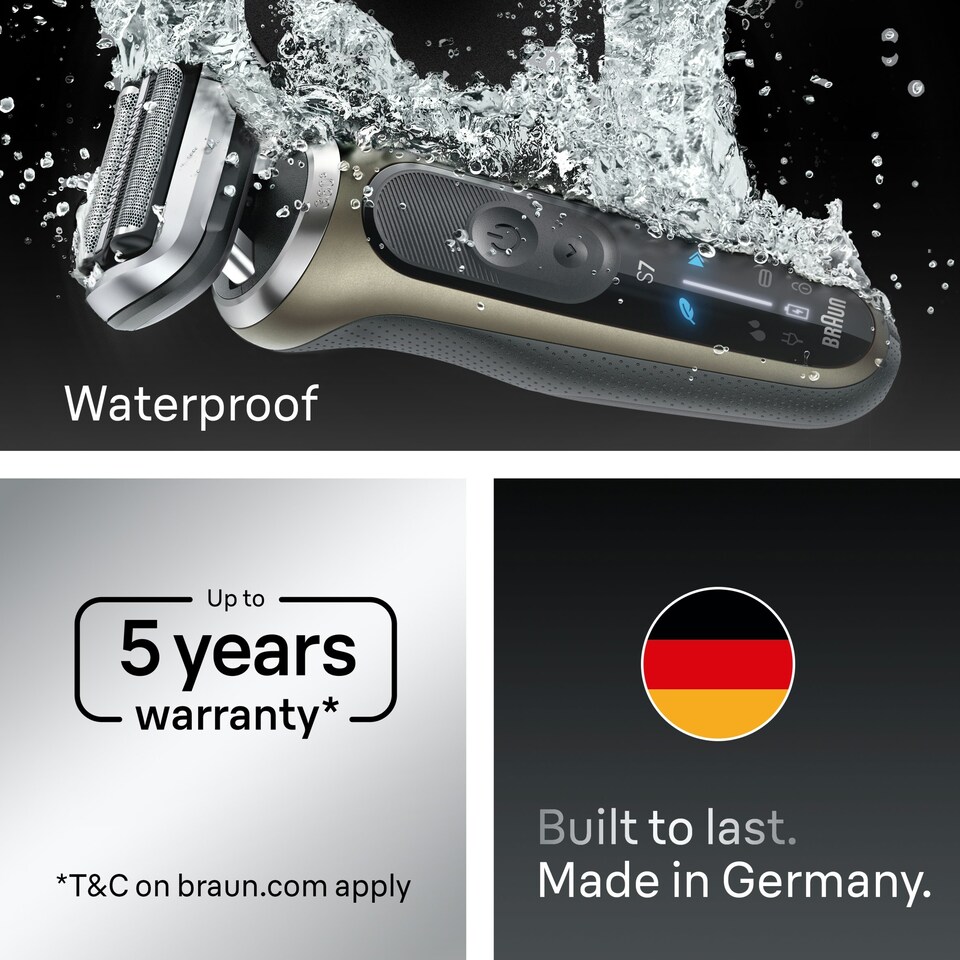 image 1 of Braun Electric Shaver, Series 7, With SmartCare Center, EasyClick Attachments, 72-C7650cc, Gold