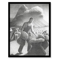 Approaching Storm in Wheat Field Grant Wood Framed Wall Art Print 12X16"
