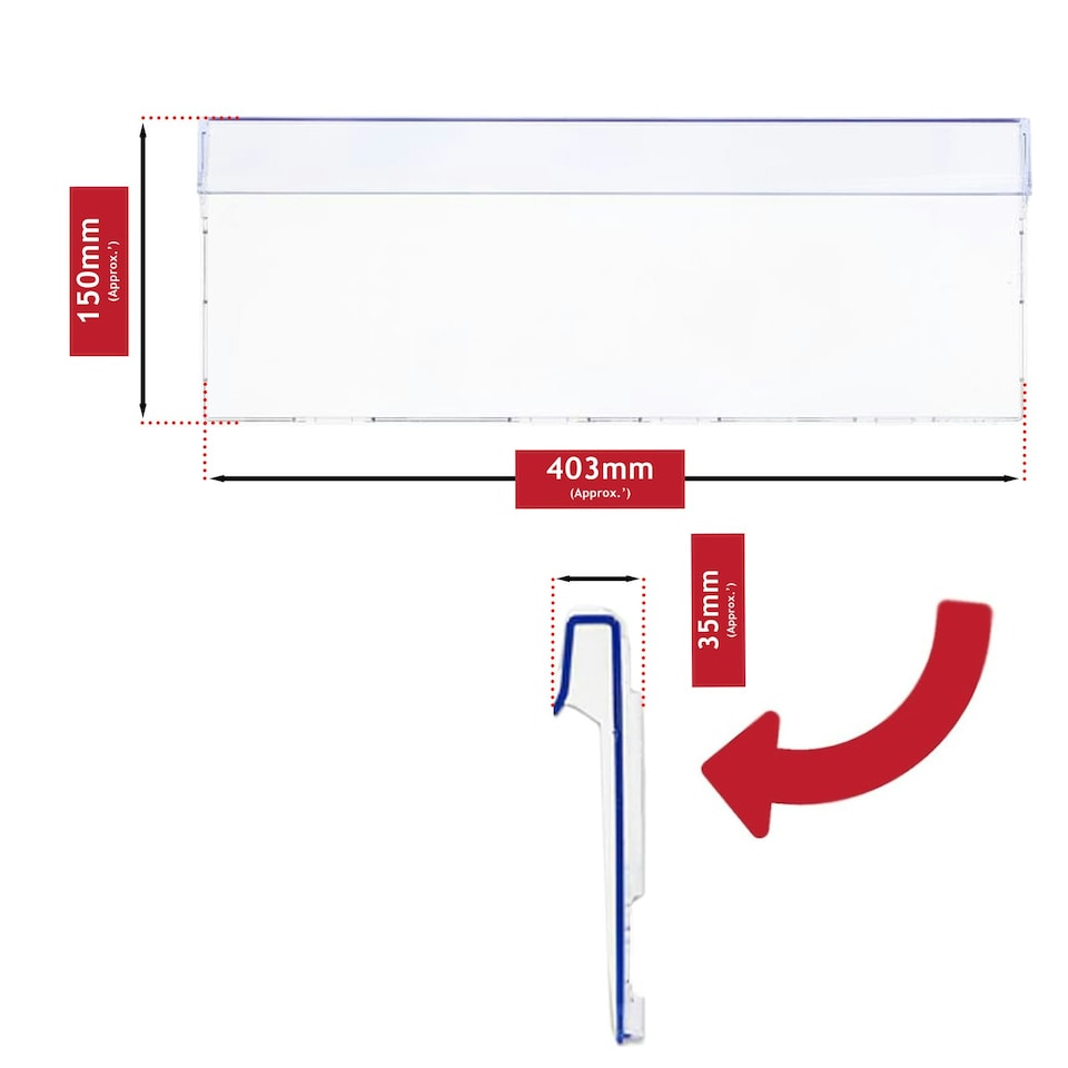 image 1 of Beko Freezer Top Middle Drawer Front BCSD150 BCFD150 403 x 150 mm 4640640200 Clear | Clear