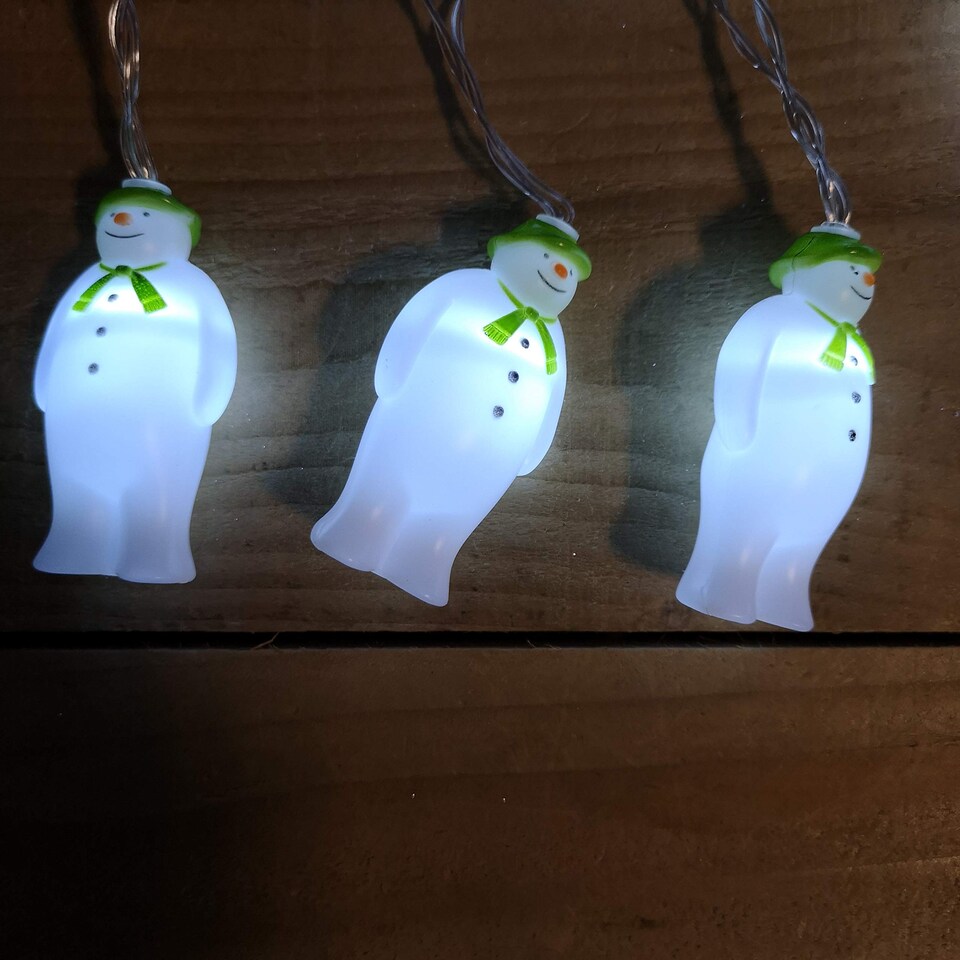 image 1 of The Snowman And The Snowdog Battery Operated 10 Snowmen LED Indoor String Light Ice White LEDs
