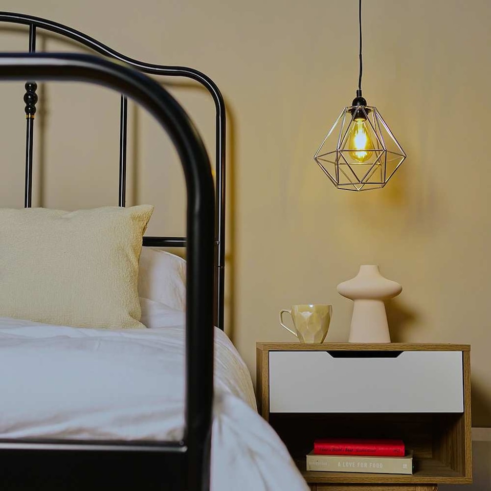 image 1 of ValueLights Diablo Silver Ceiling Pendant Shade & Bulb