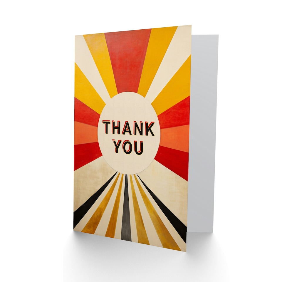 image 1 of Modern Abstract Sunburst Rays Thank You Card