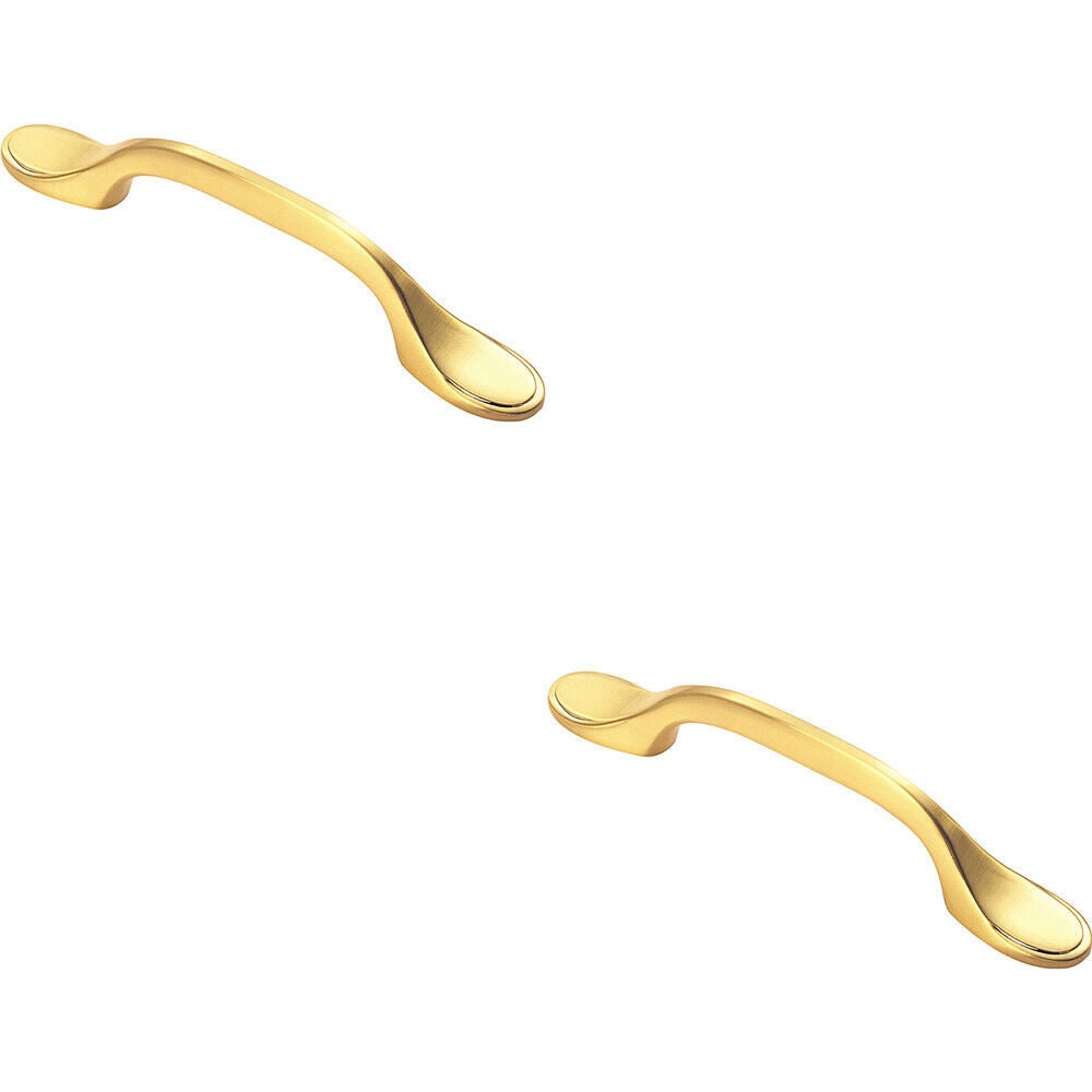 Loops 2x 128mm Shaker Style Cabinet Pull Handle 76mm Fixing Centres Satin Brass in Metallics