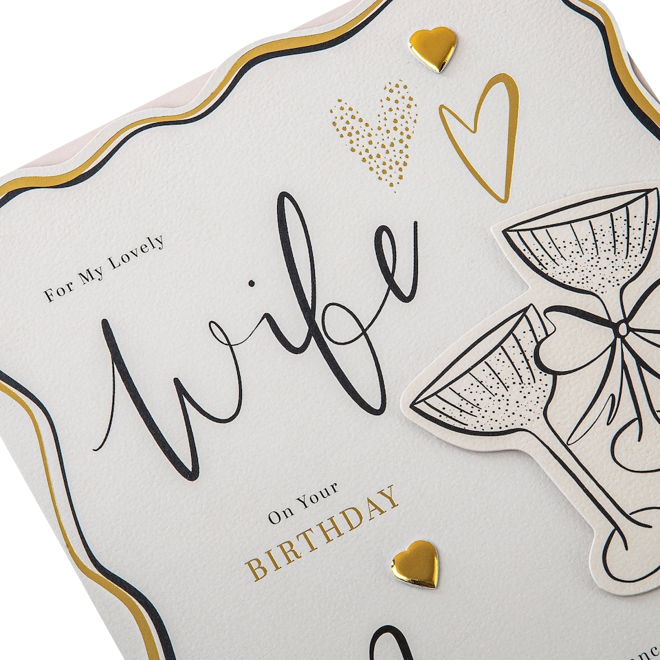 image 1 of Hallmark Birthday Card For Wife - Gold foil Hearts Design And Heartfelt Verse