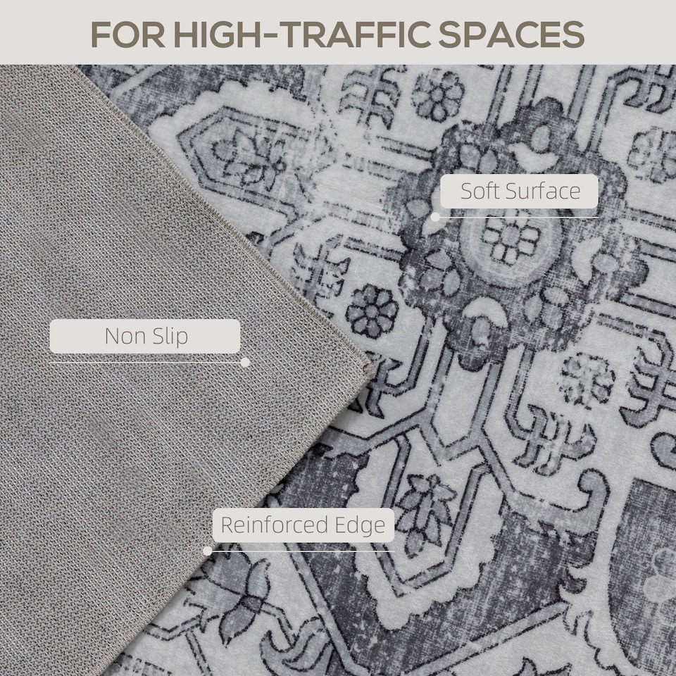 image 1 of HOMCOM Flannel Non-Slip Washable Rug for Living Room, 230 x 160 cm, Grey | Grey