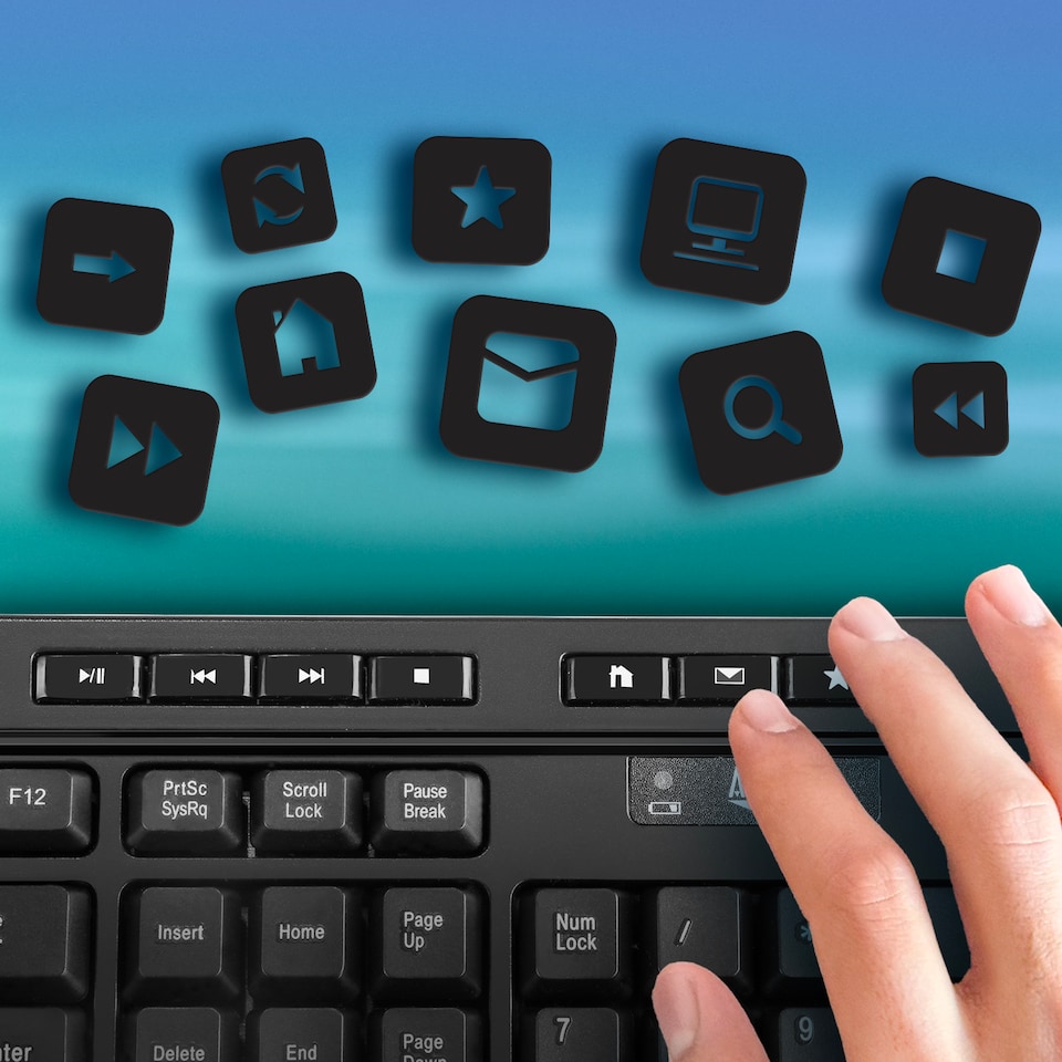 image 1 of Adesso Antimicrobial Wireless Desktop Keyboard and Mouse