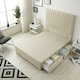 image 1 of Sunburst Divan Bed with 2 Drawers & 54'' Floor Standing Headboard Tweed Fabric | Brown | Natural