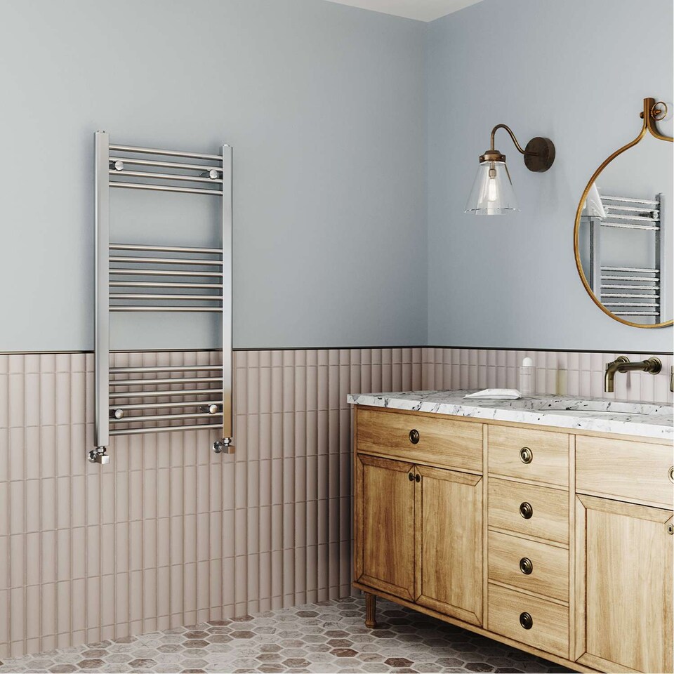 image 1 of Zennor - Chrome Heated Towel Rail - H1000mm x W500mm - Straight