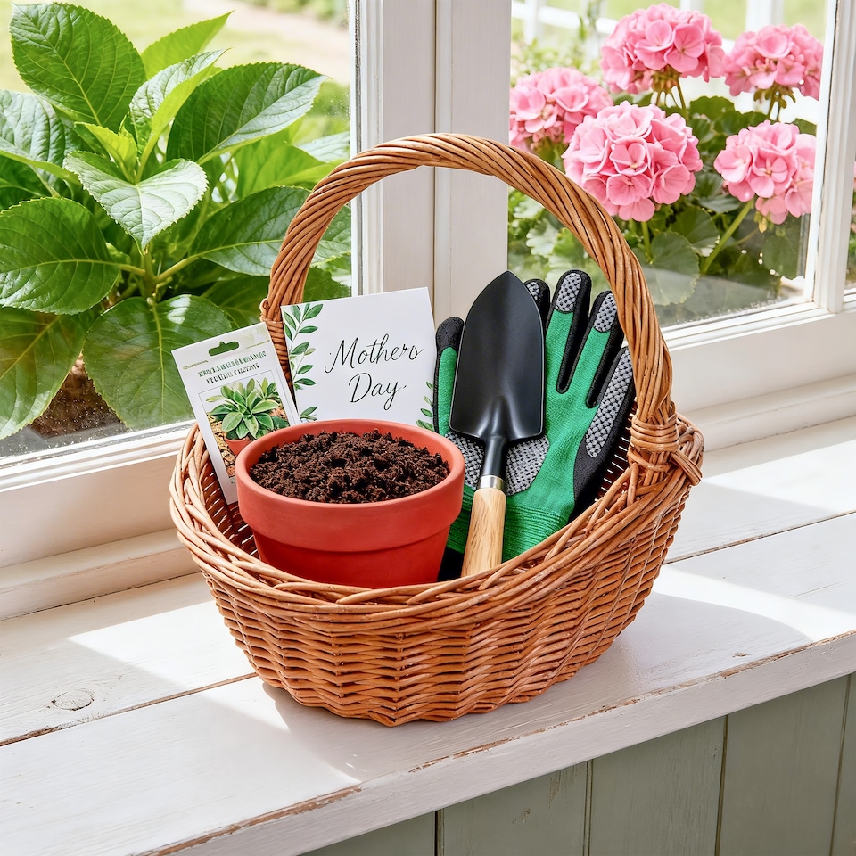 image 1 of Oval Traditional Wicker Shopping High Handle Basket Storage Basket