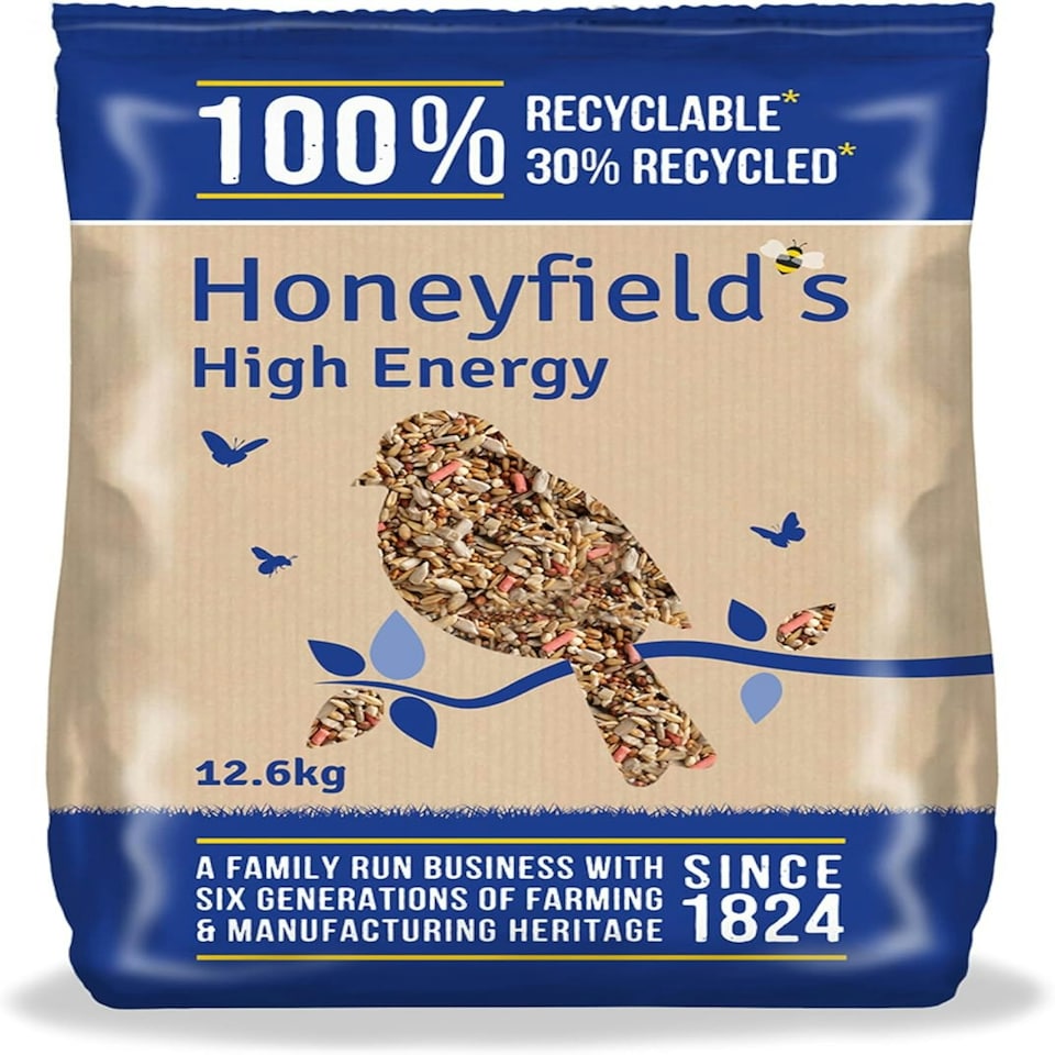 High Energy Seeds, High in Protein and Essential Vitamins, Great for Hanging Feeders, Bird Tables, and Ground Feeding, Bulk Bag (12.6kg) - Honeyfield’s