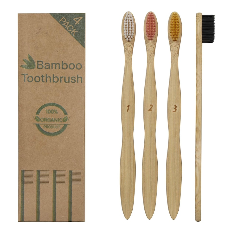 image 1 of Bamboo Toothbrush Pack of 4