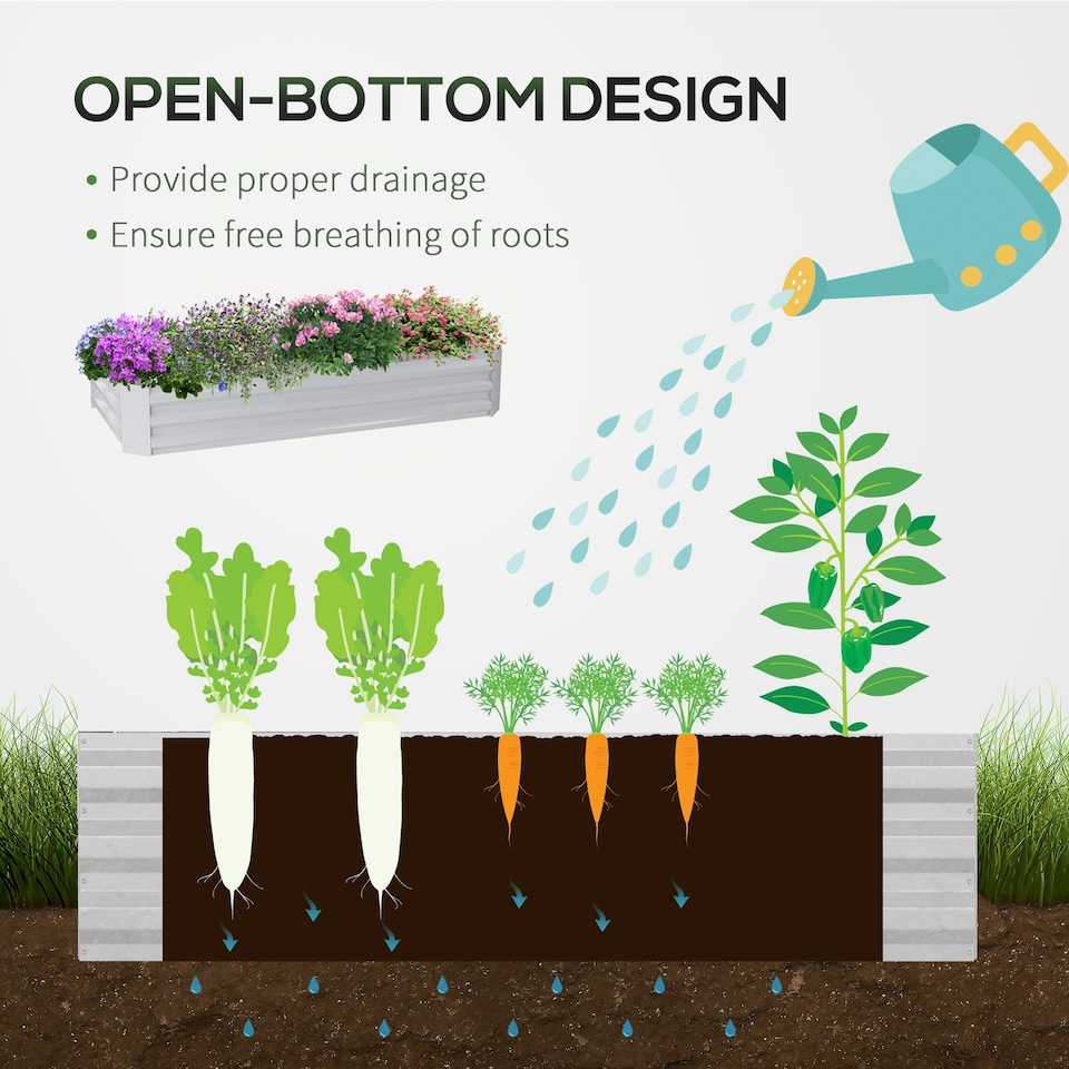 image 1 of Outsunny Raised Garden Bed Planter Box with Greenhouse, Large Window, Clear