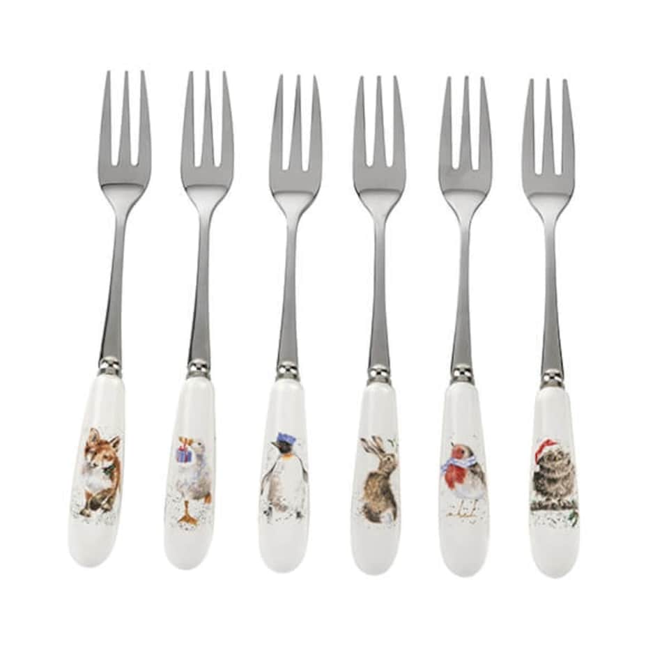 image 1 of Wrendale Designs Set Of 6 Festive Animal Christmas Pastry Forks